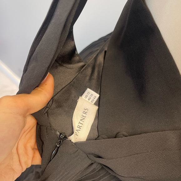 Fame and partners dress- black pleat v-neck with buttons - Picture 6 of 8